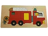 消防車 クルマ 子どものジグソーパズル はめこみ 形合わせ おもちゃ 幼児 木のおもちゃ 木製パズル 知育玩具