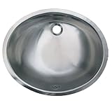 Whitehaus WH920ASL-SASS 18 1/12-Inch Smooth Oval Undermount Lavatory Basin with Overflow by Whitehau