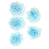 Baosity ファッション　シフォン　造花　ローズ　手作り　DIY　装飾　リボン　花　装飾　5個　全2色 - 青