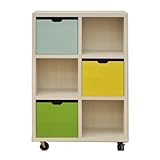 アルファタカバ キャスター付きシェルフフレンドお片づけボックス付き 80cm幅2×3(イエロー、グリーン、ブルー)