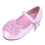 Zhhlinyuan 女の子 ガールズ 靴 Kids PU Leather Soft Sole Flat Sandals Pearls Flowers Decor Non-slip Ankle Str