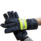 Black Firefighter Heavy Duty Work Gloves NFPA Rated w/ Reflective Strap Full Size by Joyutoy