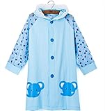 （ヘイトライ）heytr 動物さんのレインコート 男の子レインコート 女の子レインコート カッパ 雨具 カッパ 雨具 新学期用 子どもレインコート 防水透湿 ランドセル対応 (M, ブルー)