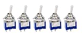 YMS PARTS 【5個入】ミニトグルスイッチ 2ポジション2ピン オン/オフ AC 125V 6A 取り付けナット ワッシャー付 MTS-101 YMS PARTS (5)