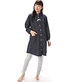 541074 Nishiki(ニシキ) マタニティ パジャマ 長袖 前開き 授乳口 秋 スタンドカラー ダンボールニット 産前 産後 のびのびウエストパンツ ドット柄 【ネイビー/M】