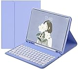 丸型キー Fire HD 10 2023/2021 キーボードケース 分離式 可愛い カラーキーボード Fire HD 10 / HD 10 Plus 第13/11世代ケース キーボード付き マグネット 10.1インチ Fire HD 10 タブレット キーボード カバー (紫)