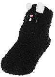 EOZY ベビー ソックス 新生児 赤ちゃん用 ルームソックス 滑り止め 靴下 もこもこ アニマル 動物 キッズソックス 女の子 男の子 くつ下 出産祝い Kブラック