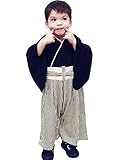 HONEY BLOSSOM ベビー 着物 袴風 和装 カバーオール 男の子 初節句 お食い初め 御百日祝い M004 70cm