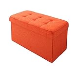 折りたたみ式収納スツール (スツール・収納・オットマン)　2P (ジューシーオレンジ)