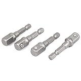DealMuxパワードリル1/4インチ六角シャンク3/8インチドライバーソケットアダプタ4本