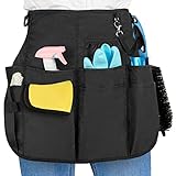 [LoDrid] ショートエプロン 作業用 ハーフエプロン 理容エプロン 撥水 腰下エプロン (ブラック)