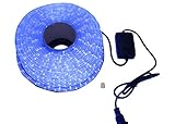 クリスマス イルミネーション 2芯 丸型 防水 ロープ ライト 1500 LED / 50m ブルー 33種類 コントローラー セット