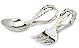 Krysaliis Sterling Silver Baby Spoon and Fork Set, Bent Curved by Krysaliis [並行輸入品]