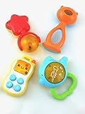 Baby Rattle, Teether and Toy Set from R-Kids. 4 Fun and Colorful Toys. These Quality Rattles will Pr