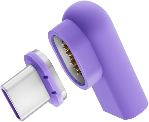 CIO マグネット変換アダプタ USB-C(メス) to USB-C(オス) L字 タイプc ケーブル 磁石で脱着可能に 100W USB2.0 480Mbps(映像非対応) (パープル) - 1