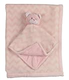 Little Beginnings Double Sided Flannel Fleece Infant Blanket with Teddy Bear Lovie, Pink by Little B
