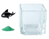 花市場直送便 ミニチュアガラス シャチ B & カラーサンド グリーン & 植え込み用グラス ニューブロックS