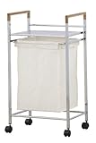 キャスター付 ランドリーワゴン ラック ワゴン 洗濯物入れ 収納 高さ74cm クロム メッキ スチール 脱衣所 サニタリー リビング おしゃれ シンプル デザイン