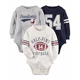 カーターズ Carter's 男の子用HALF-PINT FOOTBALLハンサムボーイ長袖ボディースーツ3枚セット (6months(61-67cm)) [並行輸入品]
