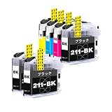ブラザー(Brother)用互換インクカートリッジLC211 B-211 LC211-4PK LC211 インク (BK/C/M/Y) 4色セット+2黒(合計6本) 対応機種:MFC-J730DN MFC-J880N MFC-J907DN MFC-J990DN DCP-J962N DCP-J567N等【大容量/残量表示/個包装】