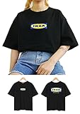 Bullang イケア IKEA オーバー サイズ 半袖 Tシャツ レディーズ ガールズ Tee Korean K-pop (ブラック)