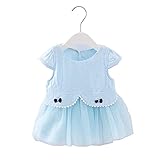 女の子の服 夏 チュールワンピース Pojour1-6歳キッズ用 子供かわいいドレス 綿 通気 ブルー(70cm)