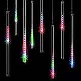 Minger LED Falling Rain Lights with 30cm 8 Tube 144 LEDs, Meteor Shower Lights, Icicle Snow Fall Str