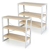 【組合せデスク】ツインラック単品 2個セット 横置き 縦置き 可動棚 木製 ラック 幅70cm ライトナチュラル