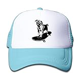 キッズ メッシュキャップ 通気性 今季最新 旅行 ハット スケートボード パグ 子犬 紫外線防止 帽子 カジュアル ストーリート系ライトブルー プリント付き 無地