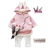 ルナテラ (Lunaterra) あったか ふわふわ セットアップ ジャンバー スパッツ付スカート フード パーカー ベビー キッズ 女の子 うさ耳 ピンク コットン 綿 長袖 防寒 寒さ対策73 8