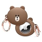 elago l LINE Friends シリコンケース Apple AirTag Tracker対応 - 全面保護 キーチェーン付き スリム シンプルデザイン 傷防止 落下防止 【公式グッズ】 (ブラウン)