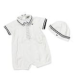 (アルマーニベビー) ARMANI BABY ベビー服 出産祝い 2点セット (半袖ショートオール(飾りネクタイ付)・キャップ) CKT02WHT 9Mサイズ [並行輸入品]