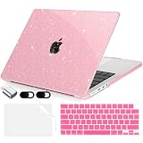 MecBevia MacBook Pro 14インチケース 2024-2021年リリース M4 A3112 A3401 A3185 M3 A2918 A2992 M2 A2779 M1 A2442 Pro Max対応 MacBook Pro 35.6用プラスチックハードシェルカバー cm、キラキラピンク