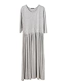 【Smile LaLa】 レディース フェミニン 楽ちん ゆったり マキシ ロング マタニティ シンプル 無地 体系 カバー スリム ワンピース (ライトグレー)