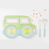 ベビー食器 3点セット 植物繊維製 お食い初め 出産祝い かわいい 車型 グリーン