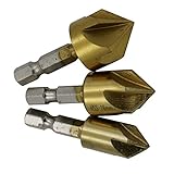 Baosity 面取りカッター 　3本セット　六角軸　5枚刃　高速度鋼（HSS）　ドリルビット　12mm＋16mm＋19mm　カウンターシンク　