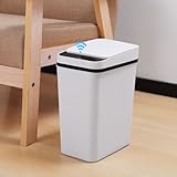 【隙間に置ける】ゴミ箱 自動開閉 スリム 9リットル 自動ゴミ箱 電池式 蓋付き ダストボックス 幅15.8×奥行23.5×高さ32cm おしゃれ 袋が見えない センサー付き ごみ箱 開けっぱなし可能 薄型 生活防水 省スペース リビング 洗面所 トイレ オフィス キッチン(ホワイト)