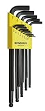 【国内正規品】BONDHUS(ボンダス) 六角ボールポイント・L-レンチ エクストラロングセット 黒染め加工 13本組 (0.050、1/16、5/64、3/32、7/64、1/8、9/64、5/32、3/16、7/32、1/4、5/16、3/8インチ) BLX13XL No.16037