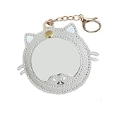 缶バッジケース かわいい 猫型 缶バッジカバー PUレザー キーホルダー式 透明 かんばっじ保護 収納 コレクション ディスプレイ アニメグッズ 58mmバッジ 対応（58mm グレー）