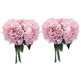 Zhhlinyuan 良質 2pcs 5 Heads Artificial Silk Peony Flower Wedding Party Simulation Bouquet ホーム Decor