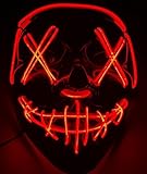 ハロウィン用 光るマスク【赤発光】お化け 幽霊 仮面 お面 怪談 お化け屋敷 LED ハロウィン スカル ドクロ ガイコツ 骸骨 変身 仮装 頭部 被り物 ホラー かぶりもの モンスター 怪物 怖い [並行輸入品]
