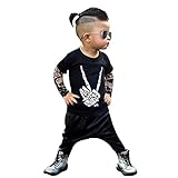 Tovadoo 子供服 ベビー服 男の子 トップス+ズボン セットアップ 長袖 秋冬 刺青袖 メッシュ袖 革パン ファッション ヒップホップ風 保育園 旅行