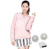 空調服 作業服 ブルゾン　空調服　ピンクローズレッド　ブルー5サイズ選択可(2017年新型ファン・電池ボックス［空調服基本セット］） (160, パウダー)