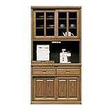 食器棚 レンジ台 完成品 引き戸 幅100cm ソフトブラウン