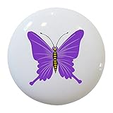 Carolina Hardware and Decor 1811 Purple Butterfly Ceramic Cabinet Drawer Knob by Carolina Hardware a