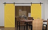 DIYHD 4Mレール両開きドア納屋のトラックレール木製のドアのスチール凸凹黒い吊り引き戸金物