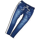 [slow&easy] 1本ライン カットデニム トラックパンツ ストレッチ 伸縮 メンズ メンズ (【970107①】, XL)