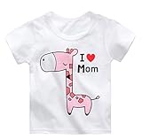 ふく福 可愛いキッズベビーTシャツ 子供服 幼児上着 薄手ソフト 春夏 男女兼用 お出かけ 出産祝い パジャマ鹿 チキン象 漫画の柄 (90cm, 鹿)