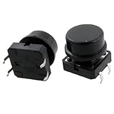 uxcell　タクトスイッチ　12 x 12 x 12mm　ト4 ピン DIP w ラウンド キャップ　10個入り