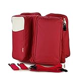 2 in 1 マザーズバッグ 旅行 ベビーベッド ベビーカー収納バッグ オムツ替え トートバッグ おむつバッグ 多機能 消臭抗菌 大容量 ナイロン (レッド)